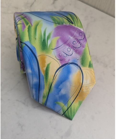 Garcia Multi print mens silk tie Can i keep him George Collection 57 Easter - Picture 6 of 8